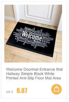 Welcome Front Door Mat Carpet Flannel Fabric Suede Anti-Slip Floor