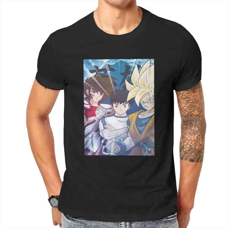 T-Shirt en coton imprimé héros d'anime capitaine Tsubasa à propos de Football Anime pour hommes mode Streetwear G1222