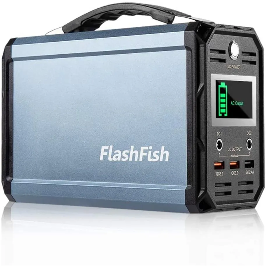 USA STOCk FlashFish 300W Solar Generator Battery 60000mAh Portable Power Station Camping Potable Battery Recharged, 110V USB Ports for CPAP a40