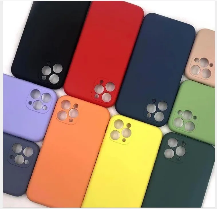 Geïmiteerde vloeibare siliconen tpu cases slank 360 volledige dekking voor iPhone 12 pro max 11 xr xs 100pcs / lot