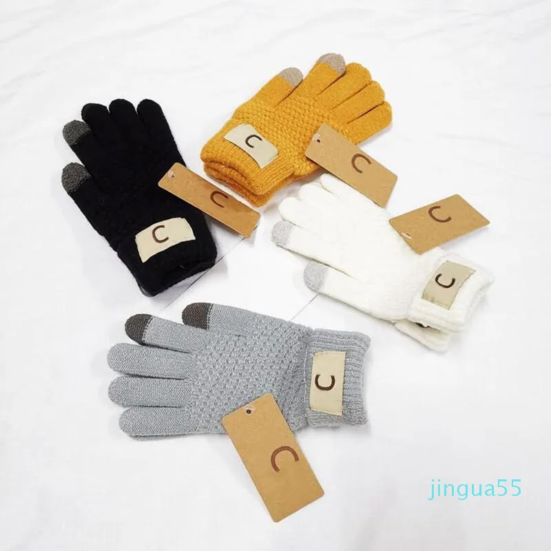 mode tricot automne couleur unie lettre gants écran tactile gant hiver mode mobile