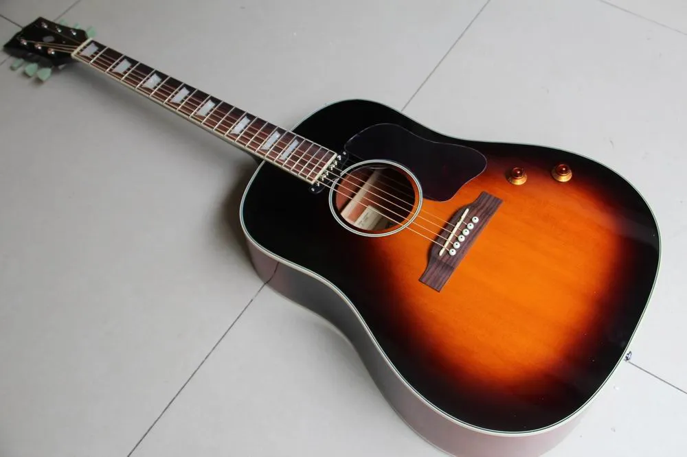 Kundenspezifische Großhandelsgitarren für akustische E-Gitarre, Modell J160E in Topqualität in Sunburst