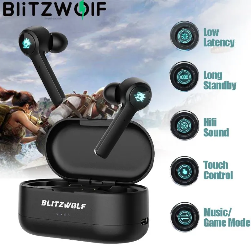 Fones de ouvido fones de ouvido blitzwolf bw flb2 tws gaming fone de ouvido baixo lat ncia sem fio Bluetooth 5.0 Earbuds no ouvido hifi som com