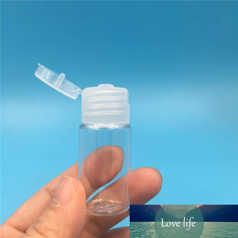 50 st 10 ml Transparent plast Flip Cap Vattenflaskor Mini Liten Parfym Shampoo Provbehållare Förpackning Fri frakt