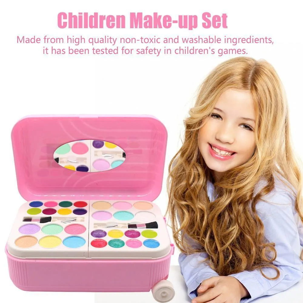 Barn makeup set toys resväska dressing kosmetika tjejer leksak plast säkerhet skönhet låtsas leka barn makeup flicka spel gåvor lj201009