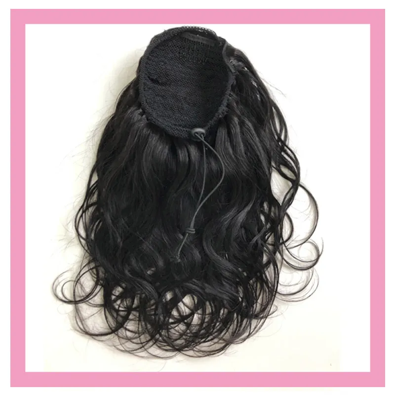 Cabelo brasileiro Malásia 100% Virgem Humano Indian Raw Ponytails Body Wave Hair Extensions 8-26 polegadas onda 100g de cor natural