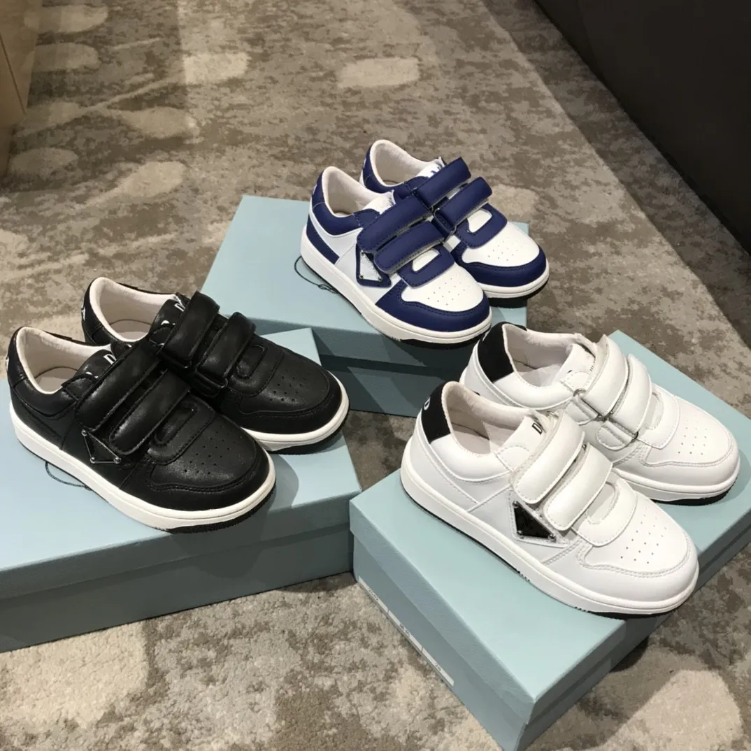 Baskets en cuir véritable pour enfants, chaussures de Sport plates et décontractées pour filles et garçons, chaussures de course à fond souple