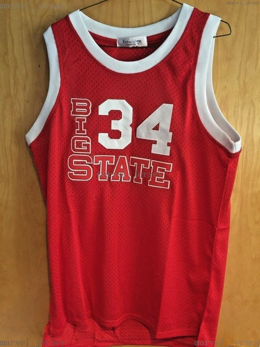 Stitched Custom Jesus Shuttlesworth Big State # 34 Röd Basketball Jersey Män Kvinnor Ungdom XS-5XL