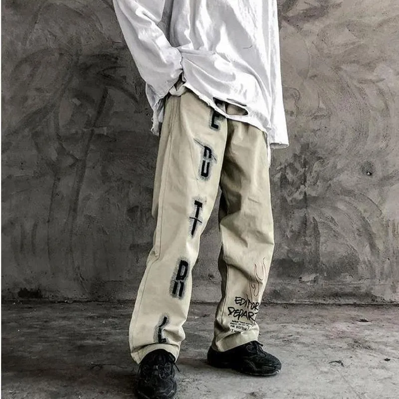 QWEEK Oversized Gothic Harajuku Punk Pants With Wide Leg For QWEEK Oversized Gothic Harajuku Punk Pants With Wide Leg For