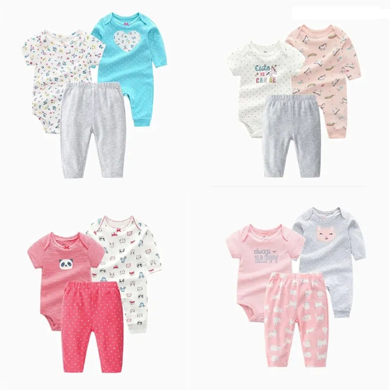 BAMBINA VESTITI DEL CARTOON manica lunga unicorno tuta + pagliaccetto + pantalone neonato inverno set 2020 neonato vestito ragazzo abbigliamento cotone LJ201023