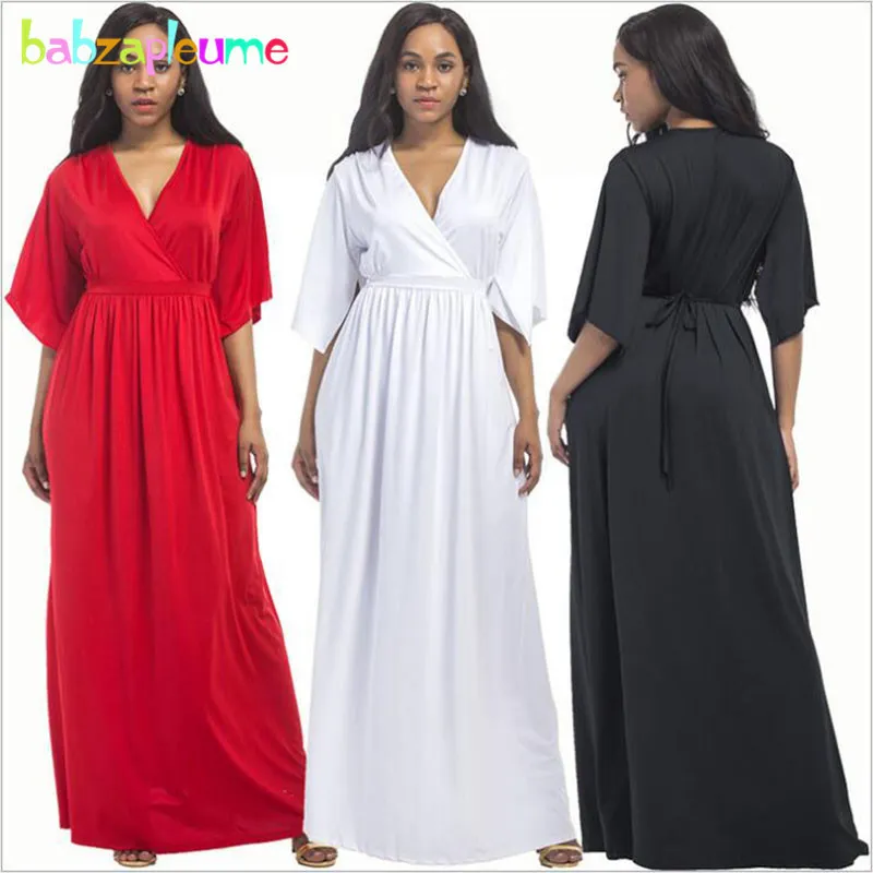 Zomer zwangerschap kleding voor moederschap slijtage mode vrouwen lange jurk v kraag plus size zwangere kleding avondjurken BC1652 LJ201123