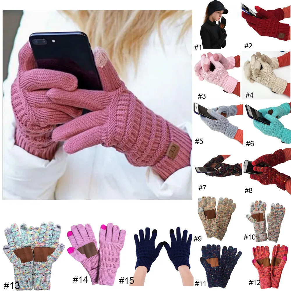 Vinter unisex peksk￤rm handskar sms smartphone telefon vinter stickade svarta damer herr touch handskar magi mittensticken handskar