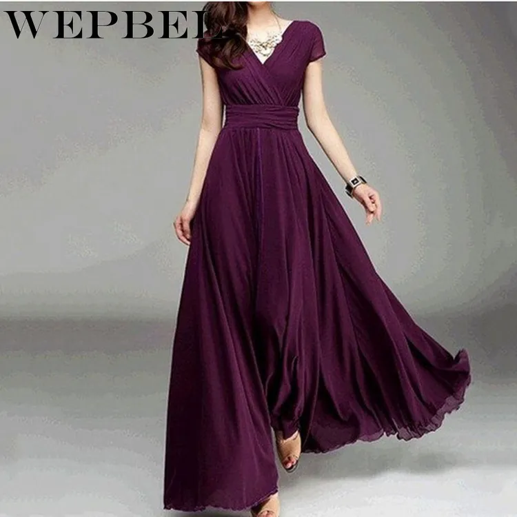 WEPBEL femmes robe de soirée robe de soirée femme taille haute élégante en mousseline de soie Maxi longues robes grande taille S-5XL Y0118