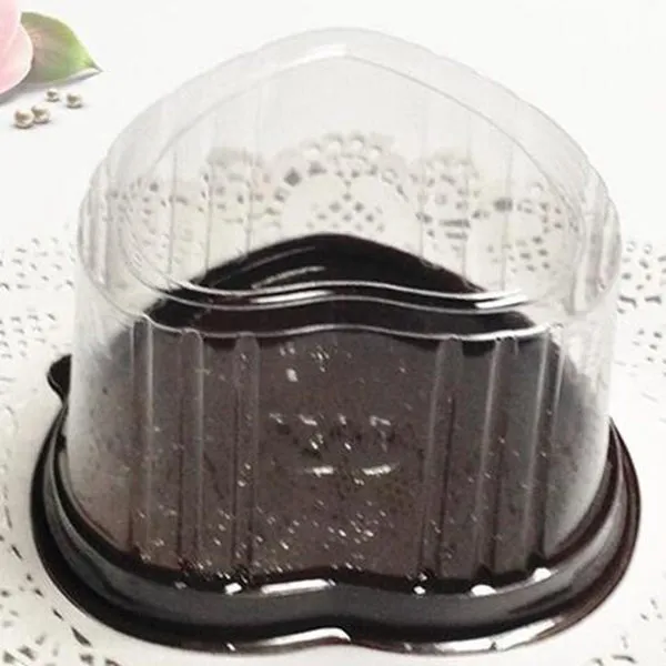 300pcs Heart Shaped Blister Cake Box Mousse Packaging Plastic Box with Lid Eco Friendly Transparent Food Container