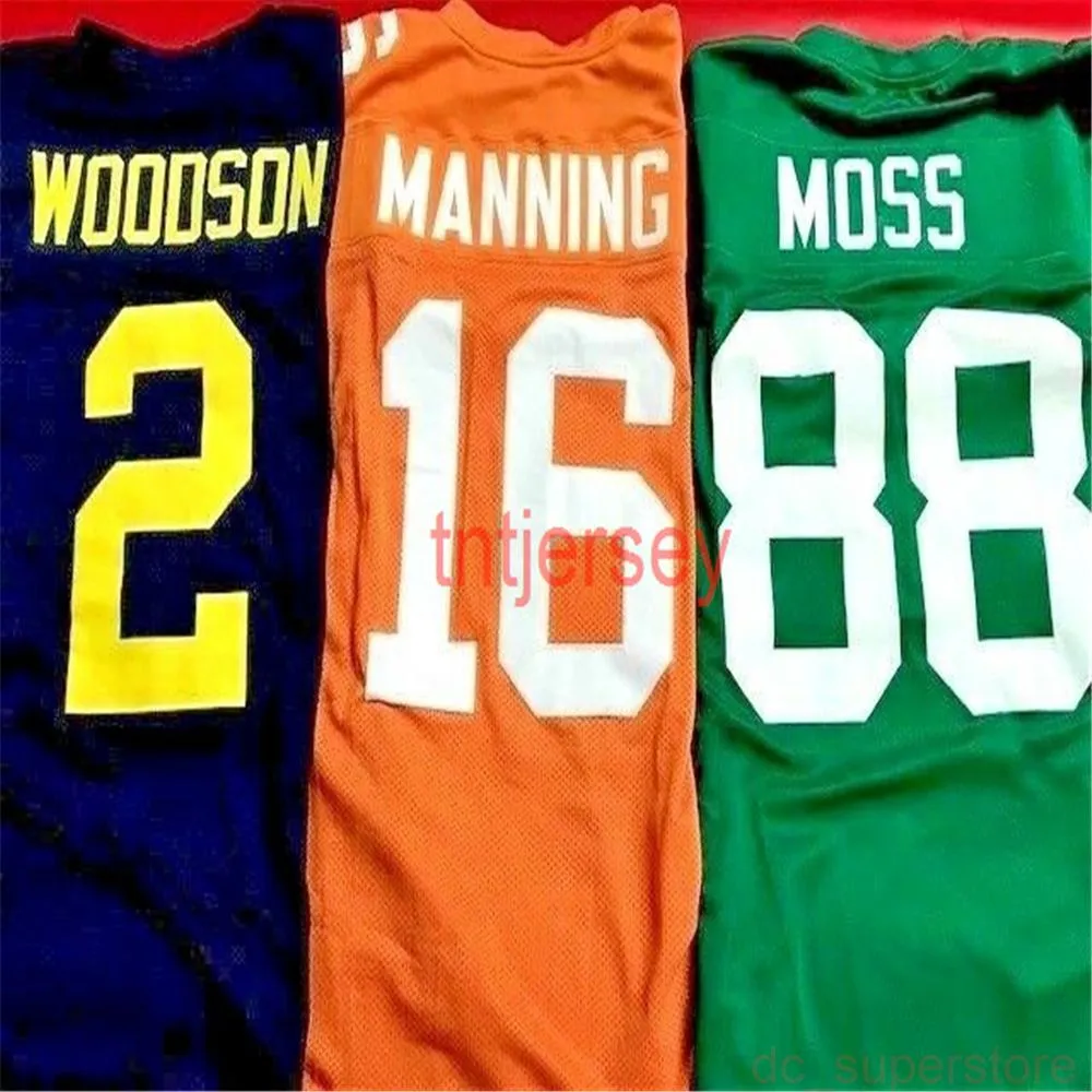 저렴한 사용자 정의 1997 결선 진출 자 찰스 Woodson Peyton Manning Randy Moss Jerseys Stitched 모든 이름 번호 추가