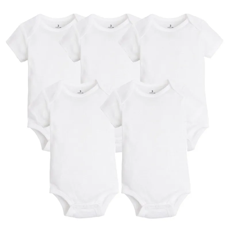 5 PCS/LOT born Baby Clothing Summer Body Baby Bodysuits 100% Cotton White Kids Jumpsuits Baby Boy Girl Clothes 0-24M 220301