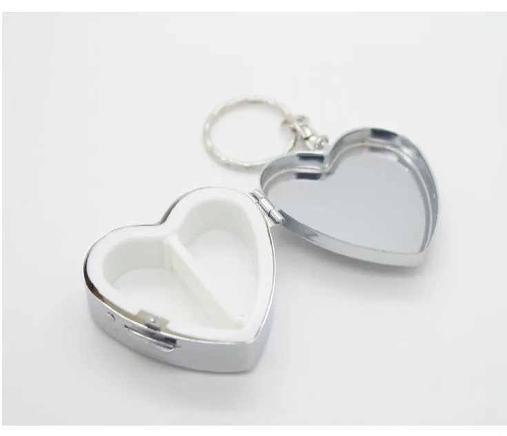 Heart Shaped Metal 2 Grid Pill Box boxes Organizer Medicine Container Case Jewellery Storage Pocket Portable SN3221