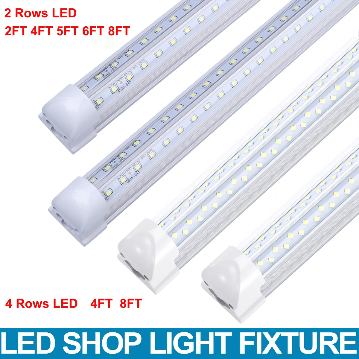 Linkable Shop Lights Fixture 120W Integrated 4FT 5FT 6FT 8FT T8 LED Tube Light V Shape Garage Lights Fluorescent Light