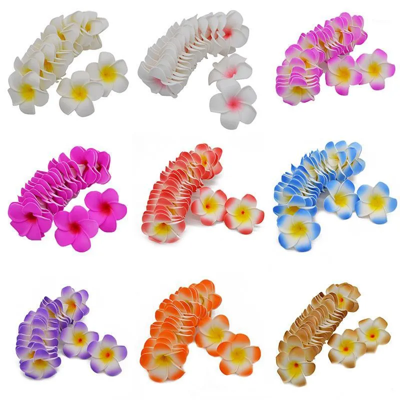 30 pièces 5-9cm artificielle Plumeria hawaïen PE mousse fleur de frangipanier bricolage couronne coiffure mariage fête décoration faux Flower1