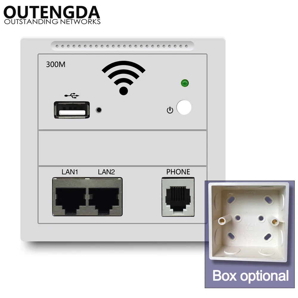 Enrutador WiFi AP de pared inalámbrico para interiores de 300Mbps AC100V 240V 802.3af punto de acceso de alimentación POE con teléfono de carga USB RJ11 RJ45 On-off