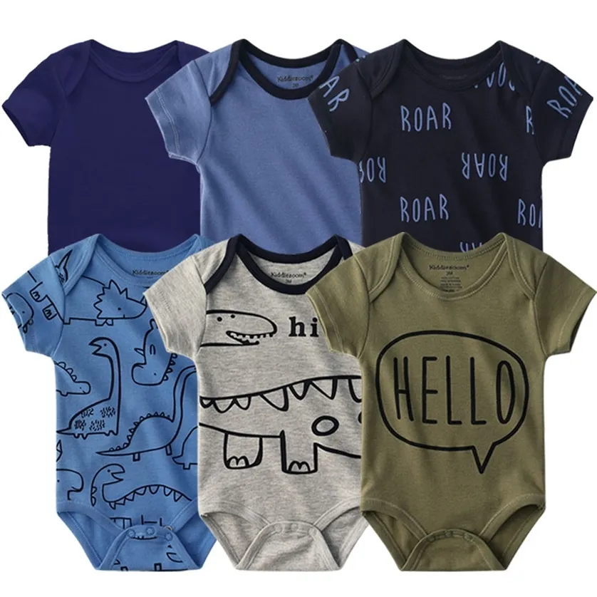 6pcs/lot 100%Cotton Baby Bodysuit born Short Sleeve Overalls Toddler Boy Girl Jumpsuit clothes Body Suits sets 220211