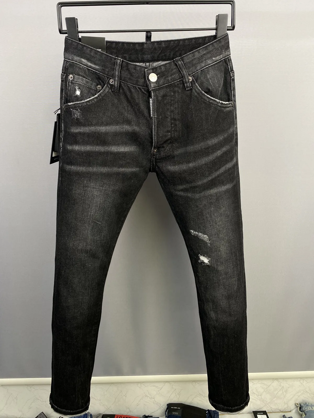 Italian fashion European and American men's casual jeans, high-grade washing, pure hand grinding, quality optimization LA9833