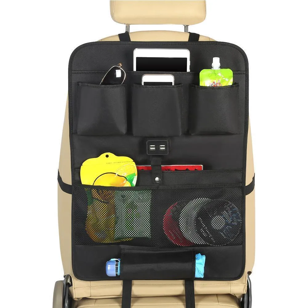4 USB充電車のシート収納バッグ車のシートバック収納袋オーガナイザー充電器DHL UPS無料到着