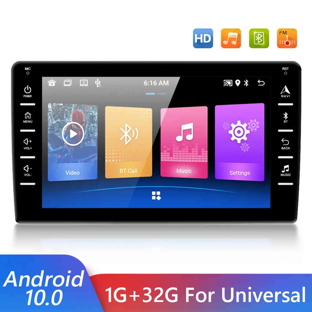 Android 10.0 2din GPS سيارة ستيريو 8 '' FM RDS 1G + 32G لاعب الوسائط المتعددة ل Universal Nissan Hyundai Kia Polo Toyota VW