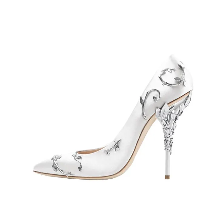 Chaussures de mariée blanches de styliste, chaussures à talons pour femmes, à la mode, pour soirée, bal, taille 4 5 6 7 8 9