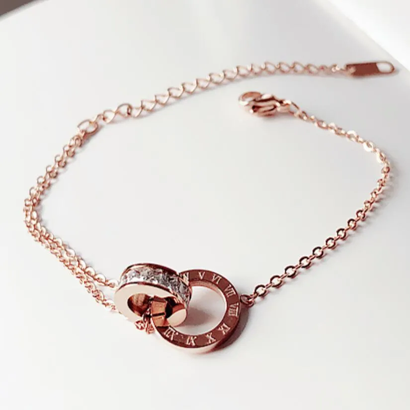 Proste stal tytanowy Roman Digital Bransoletka Osobowość Złota Rose Gold Biżuteria Girlfriends Charm Bransoletki z kobietą Bangle Link