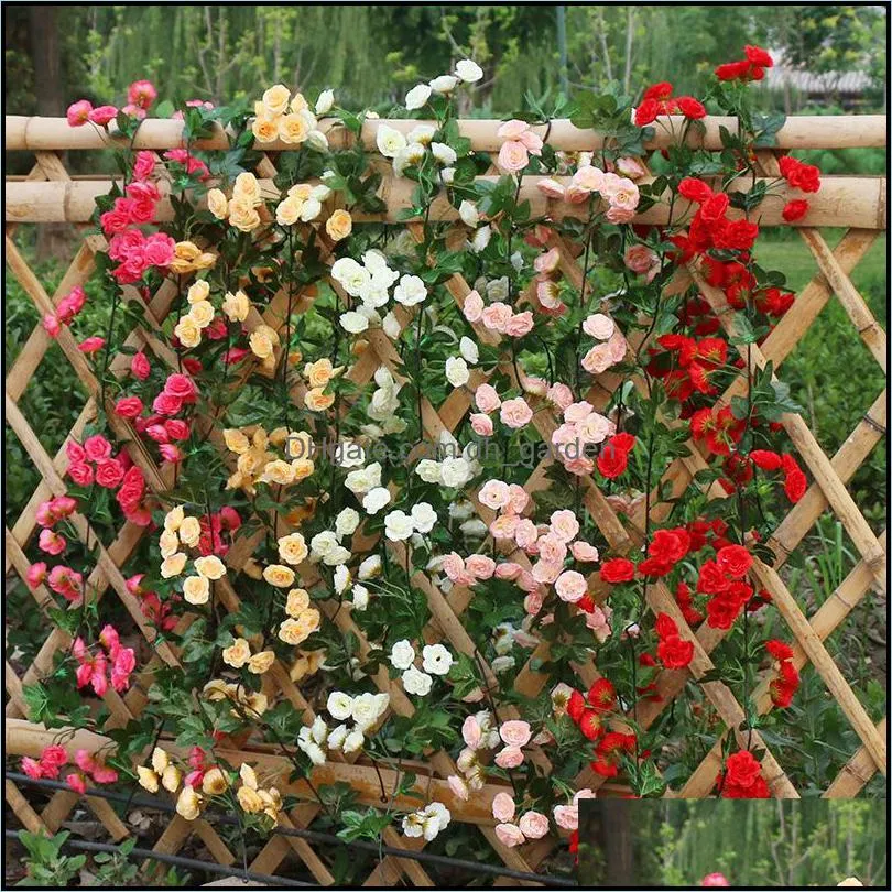 Decorative Flowers & Wreaths 185CM Fake Plant Vine 69pcs Of Silk Tea Rose Artificial House Garden Decor For Spring Valentine Birthday