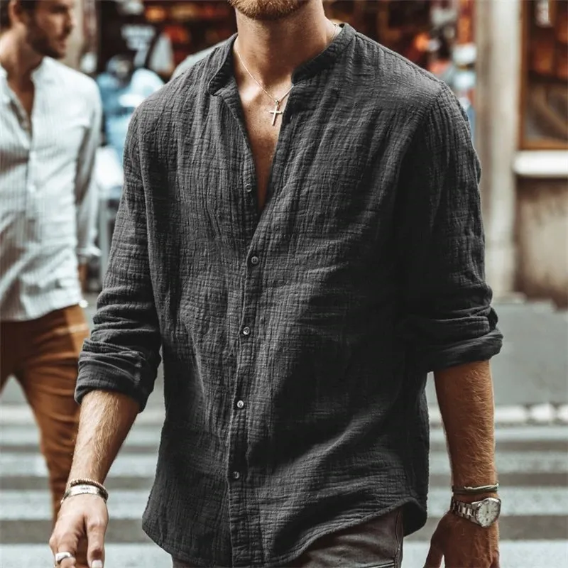 Loose linen shirt mens hotsell