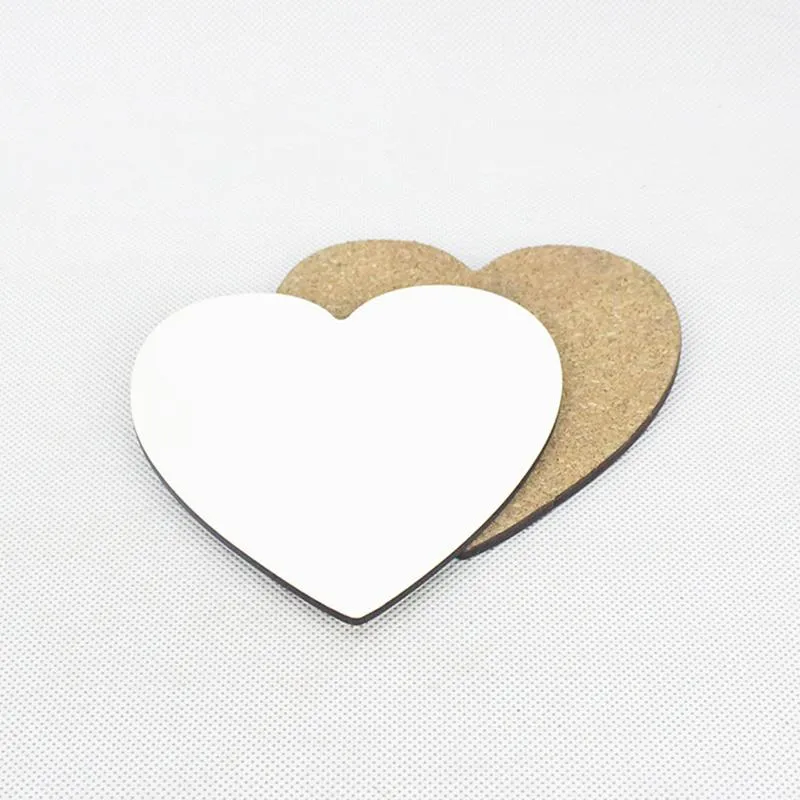 Sublimation Blank Wooden Cup Mat Heat Transfer Romantic Heart Shaped Coaster Home Desktop Decoration DIY Gift