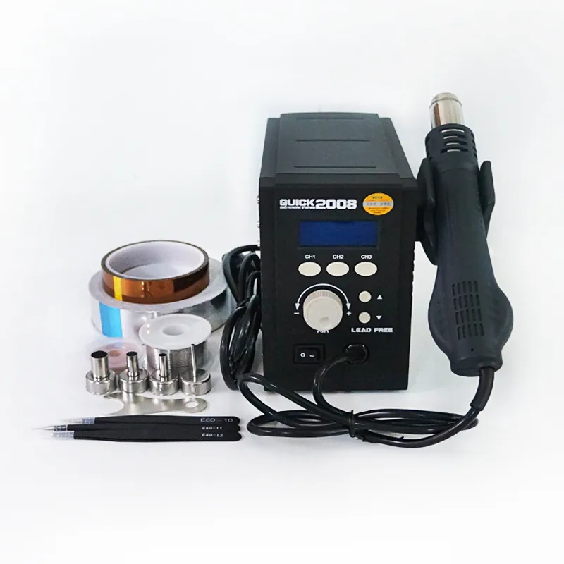 QUICK 2008 ESD Digital Display Heat Gun Welding Rework Soldering Station For iPhone Samsung Mainboard BGA Maintenance