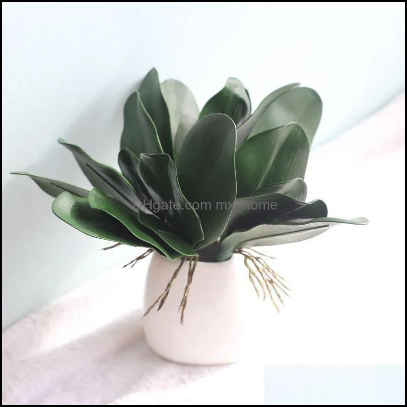 Decorative Flowers & Wreaths 1pcs Real Touch Butterfly Orchid Leaf Artificial Party Home Decor Wedding Festival Decoration Accessories