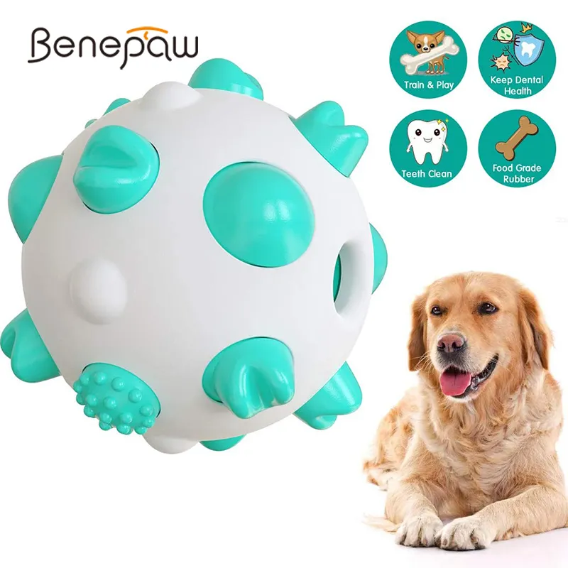 Benepaw resistente al morso IQ Treat Dog Ball Interactive erogazione di cibo Pet giocattoli da masticare per cani di piccola taglia media pulizia dei denti LJ201125