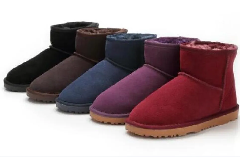 Venta caliente clásico corto Mini AUSG 5854 mujeres botas de nieve mantener caliente bota moda piel clara botines para mujer zapatos de invierno 15 colores elegir
