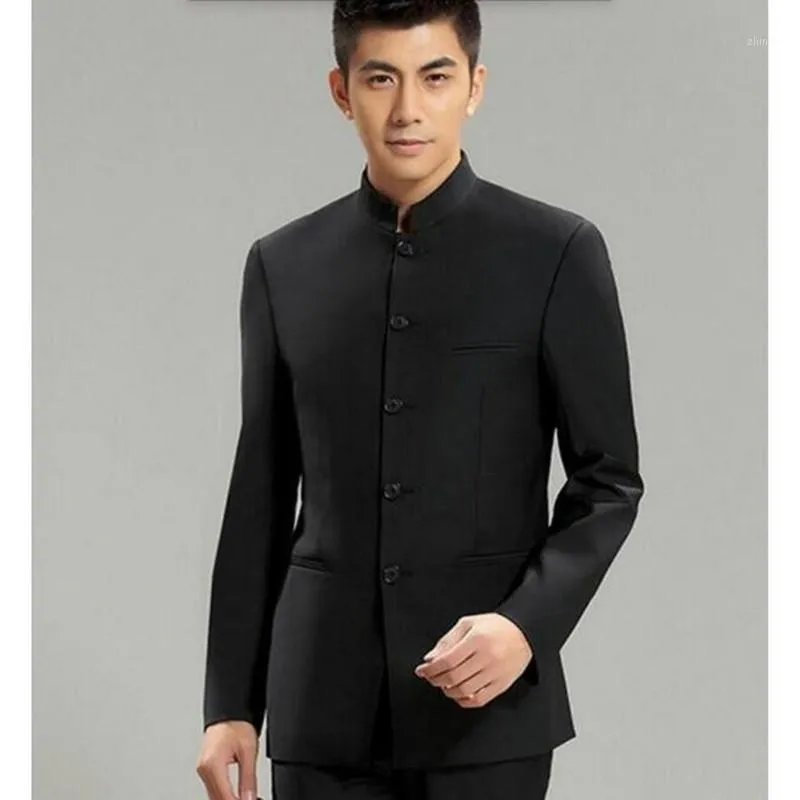 Kinesisk krage kostym jacka för män ny mandarin krage smal fit blazers manliga bröllop jackor hög kvalitet anpassad12757
