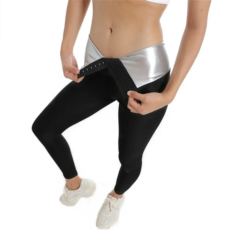 Dames Sauna Afslanken Broek Gym Workout Hot Thermo Zweet Sauna Leggings Shapers Taille Trainer Tummy Control Fat Burning Pants 201223