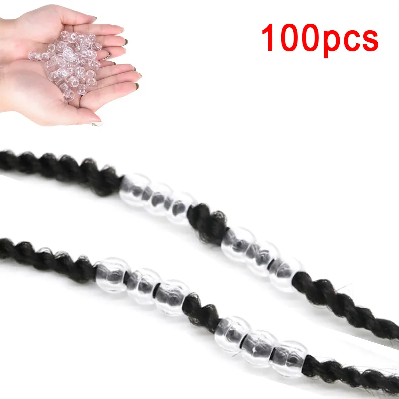 100pcs Dread Dreadlock Beads Transparent Hair Braid Acrylic Rings For Hair Accessories Big Hole Braids
