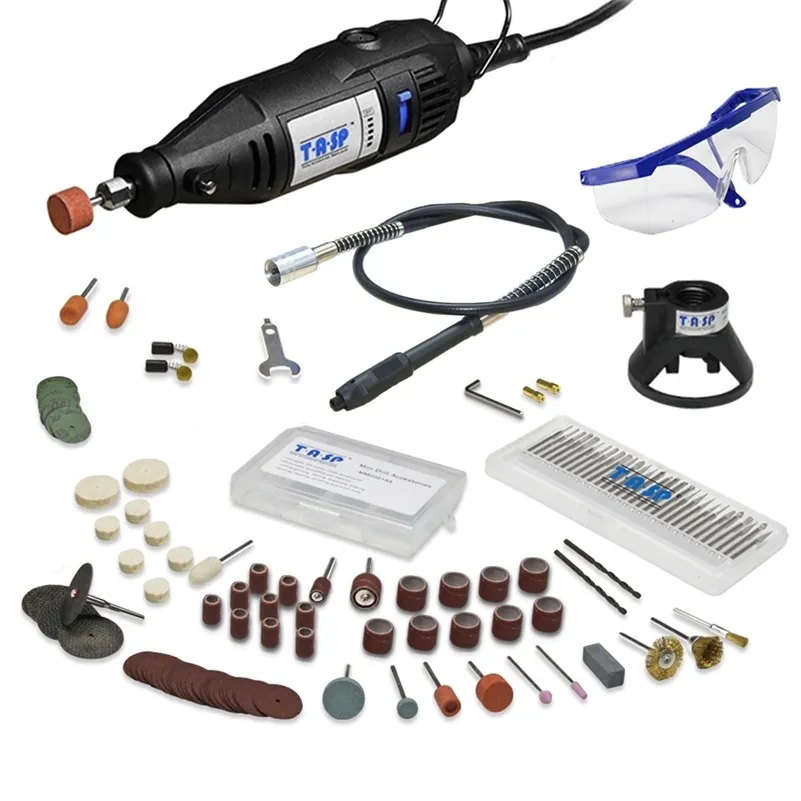 220V 130W Mini trapano elettrico Set utensile rotante Albero flessibile 140 pezzi Accessori per punte abrasive Dremel Stile Incisione Lucidatura 201225