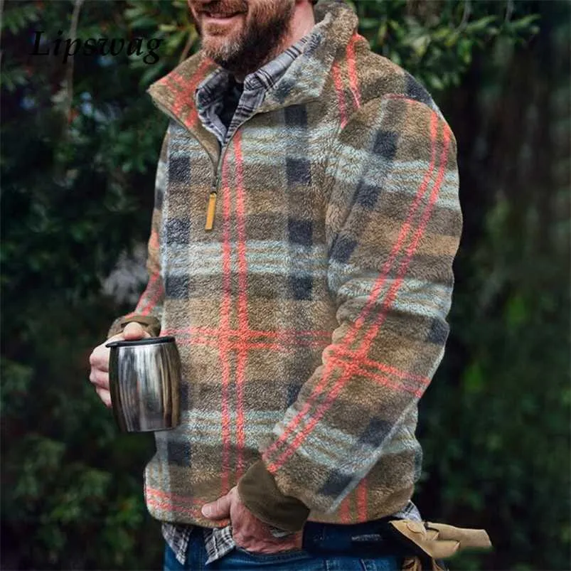 Moda Plaid Di Lana Maglioni Uomo Autunno Inverno Caldo Manica Lunga Maglioni Larghi Casual Colletto Rovesciato Top Uomo Streetwear 220108 Da 24 19 DHgate