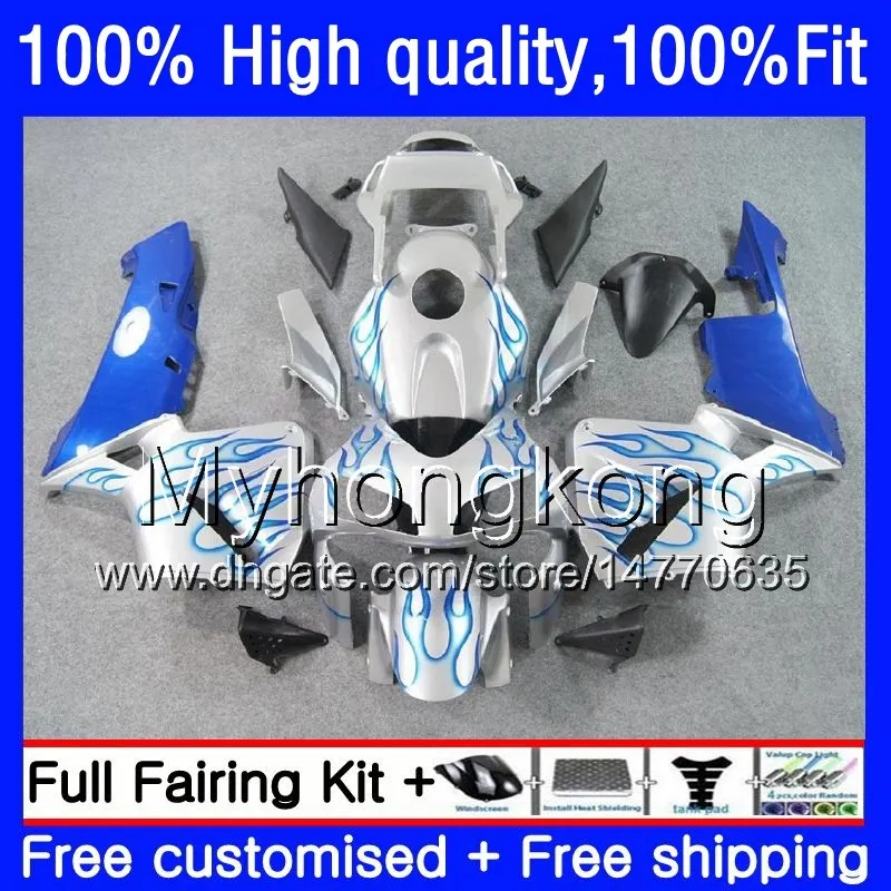 Iniezione per HONDA CBR 600F5 600 CC CBR600 RR 2003 2004 49HM.58 CBR600F5 CBR600RR 03 04 CBR 600RR 600 RR F5 03 04 Carenatura blu argentata OEM