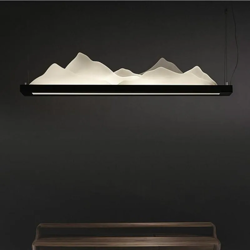 Kolye Lambaları Modern Mat Siyah Metal LED Işıkları Kar Hills Tasarım Dimmable Lamba Kablo Asılı Cilası Luminarias