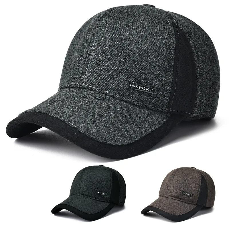 야외에서 따뜻한 Snapback 캡 패션 아빠 모자 편지 블랙 겨울 두꺼운 야구 모자 새로운 패턴 7 5mm J2
