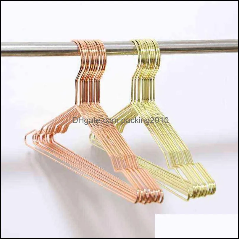 10Pcs Copper Gold Metal Clothes Shirts Hanger with Groove, Heavy Duty Strong Coats Hanger, Suit Hanger Gold Rose Gold 220117