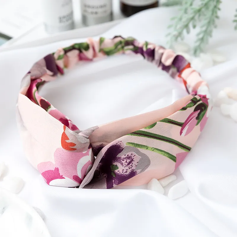 Diseñador de lujo Diademas de seda Deportes Cruz Elástico Mujeres Diadema Moda Niñas Flores Bandas para el cabello Bufanda Primavera Verano Accessorie245t