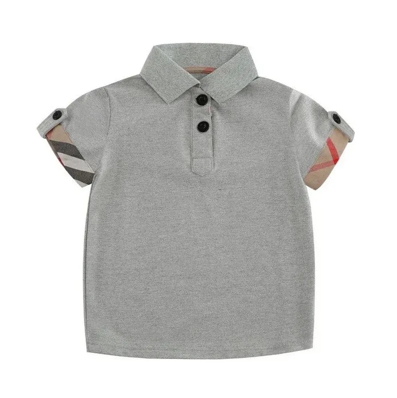 2022 Gentleman Style Boys T-shirts Polos Summer Children Short Sleeve T-shirt Turn-Down Collar Kids Casual Tops TeesRT