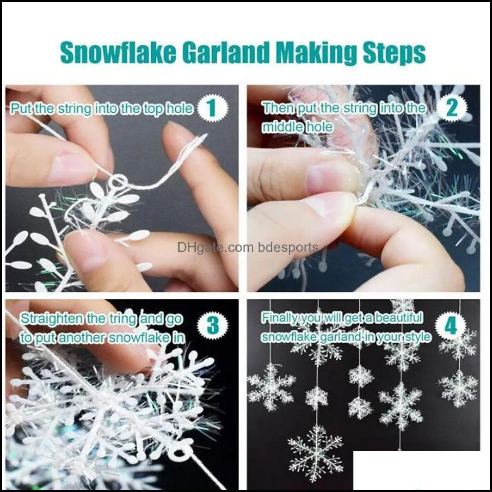 White Snowflake Decorations Hanging Snowflake Christmas Tree Decorations for Home Weddding party 6pcs Trees Window Stickera43