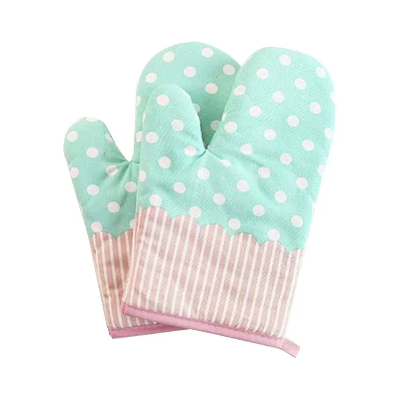 Pastoral style thickened insulation mitts oven baking polyester cotton wear-resistant microwave oven glove kitchen anti-scalding gloves new